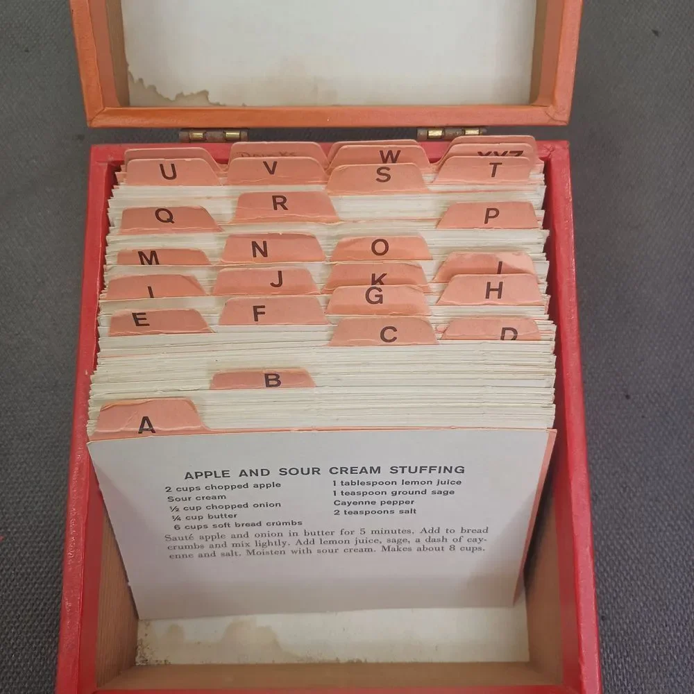 Vintage Life Recipe Card Box File Organizer Kitchen Storage Alphabetical Divider